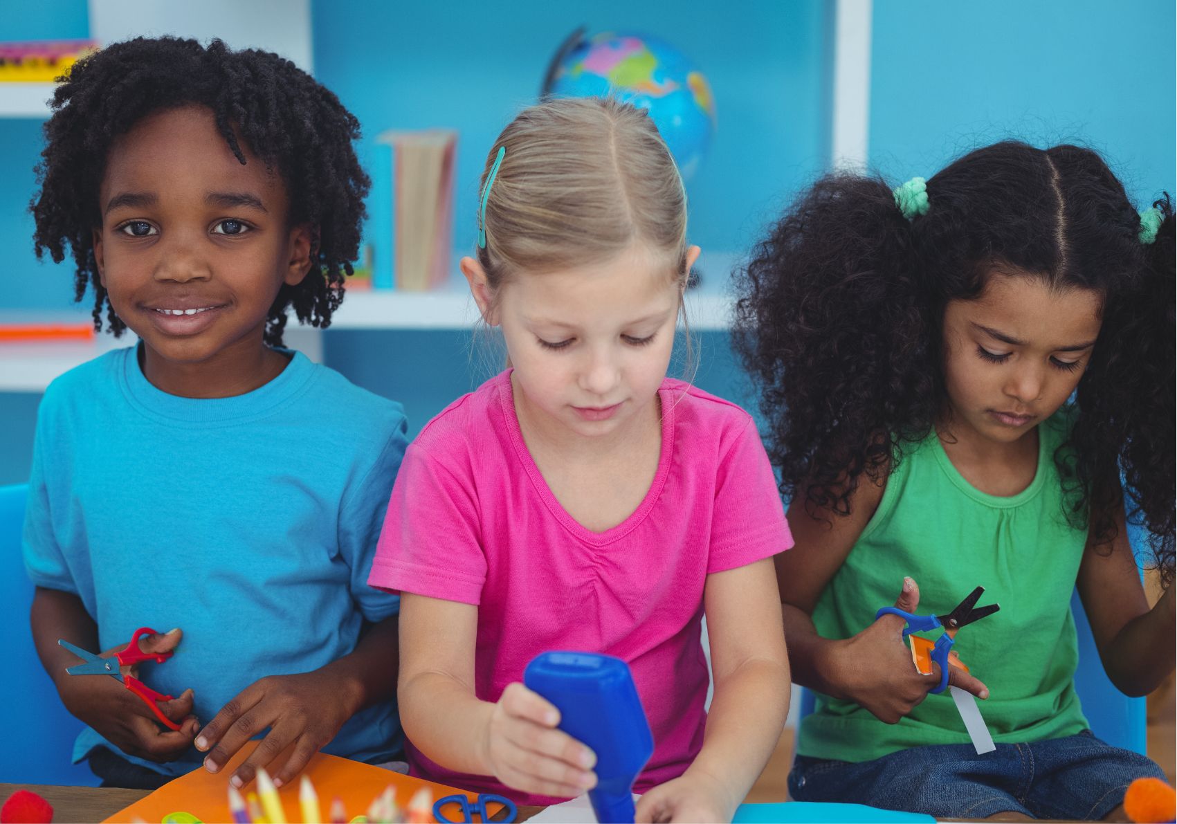 Diamond Painting Techniques for Kids: three children making crafts